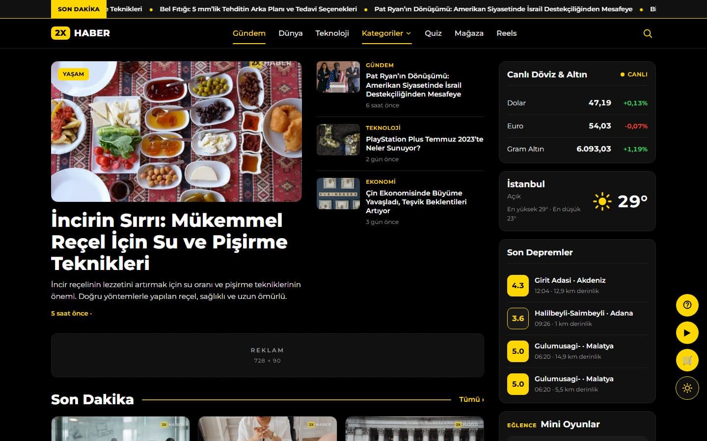 2x Haber web sitesi ekran görüntüsü