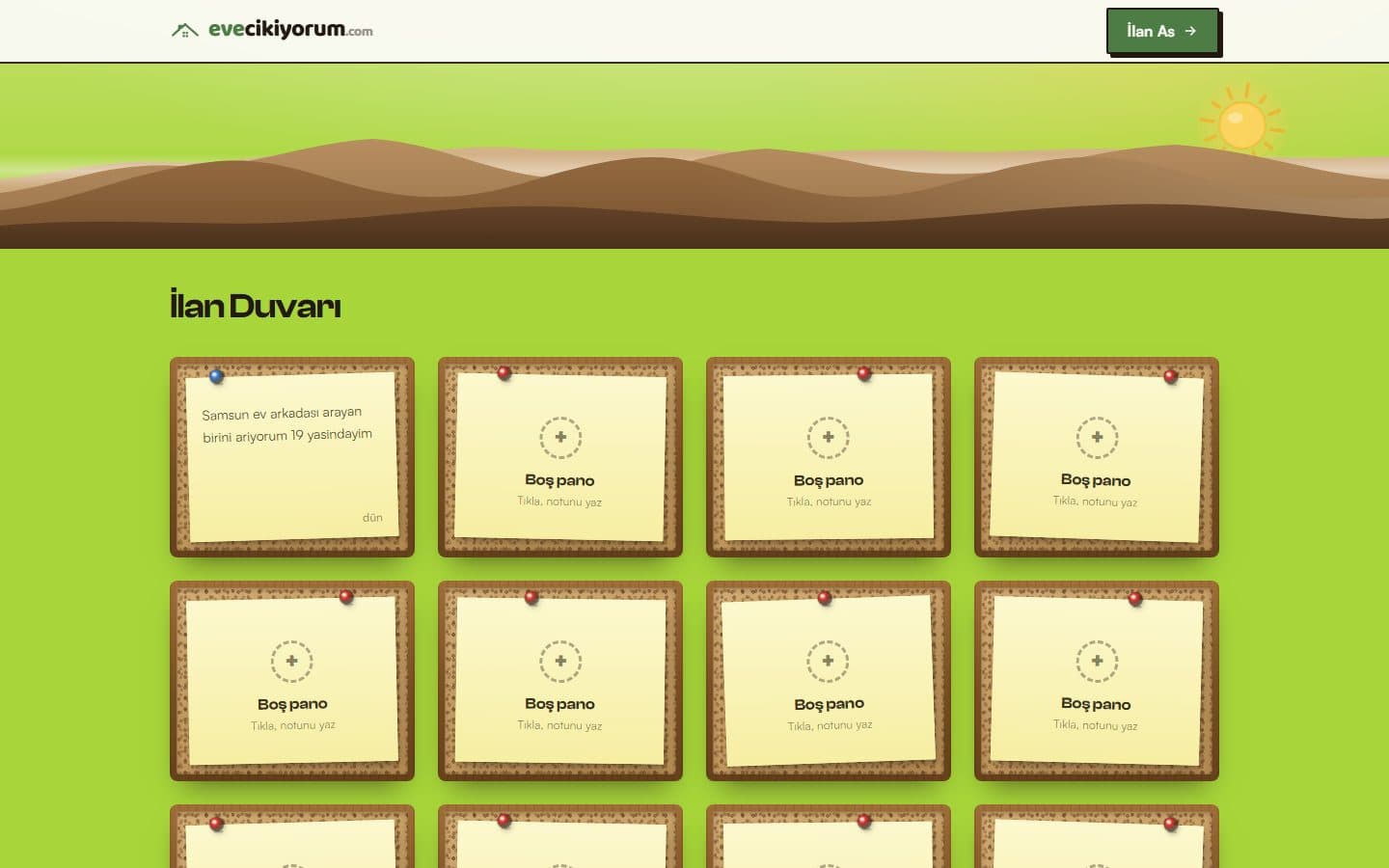 Eve Çıkıyorum web sitesi ekran görüntüsü